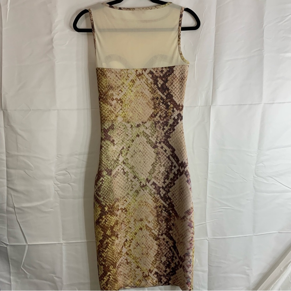 NWoT Guess Amanda Snakeskin Fitted Dress Mesh Glam Multi Color, size S - Picture 9 of 10